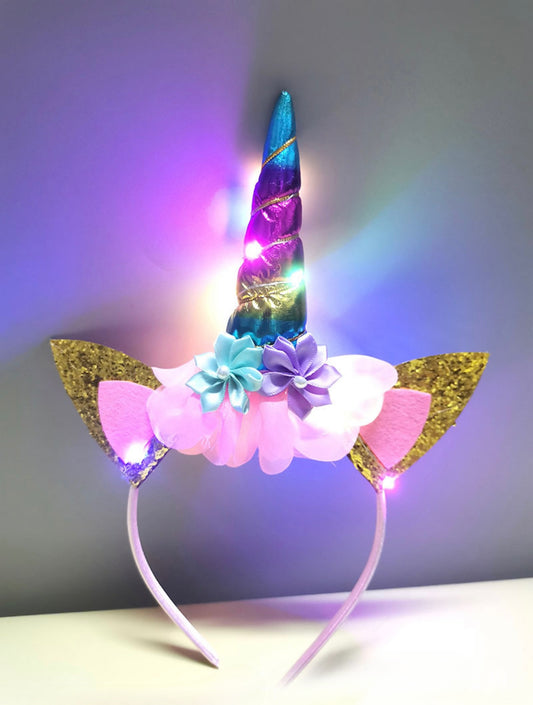 Helloween party unicorn headband with LED lights