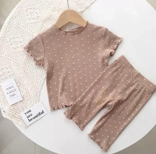 Dots Delight: O-neck Pullover Baby Sets for Summer